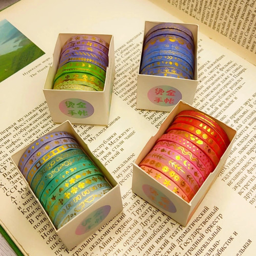 چسب واشی طلاکوب طیف رنگی ده تایی